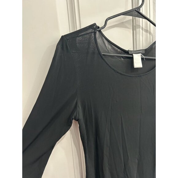 Josie Natori Womens Black Sheer Long Sleeve Top Size Small Stylish Whimsigoth - Picture 4 of 8